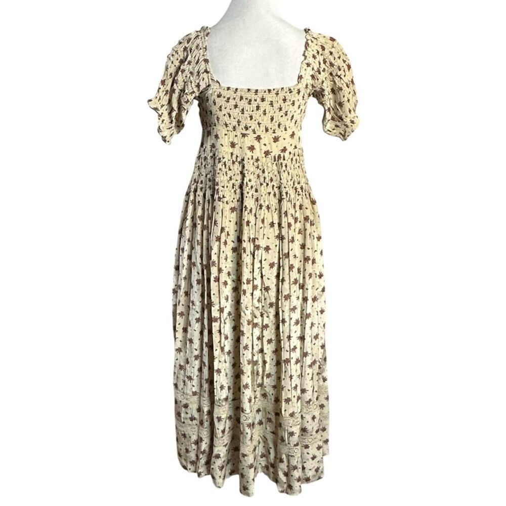 Free People Dainty Cottage Ethereal Bali Juniper Midi Dress 10 Lace Cream Floral - Picture 9 of 14